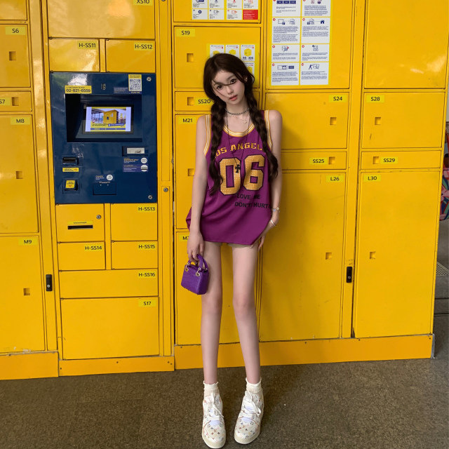 Your lazy llan high temperature ironing arts American retro sleeveless jersey top
