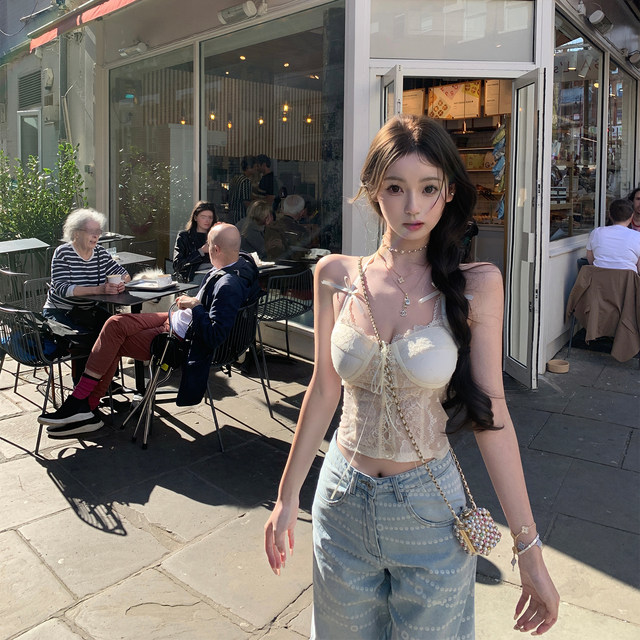 Your lazy llan vintage luxury sexy lace floral bow halter top for women