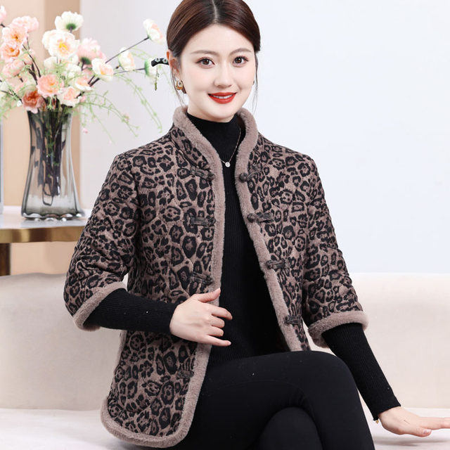 Mom wears cotton coat, short-sleeved cotton vest for women in winter, plus velvet thickened warm half-sleeved cotton jacket, middle-aged and elderly horse clip
