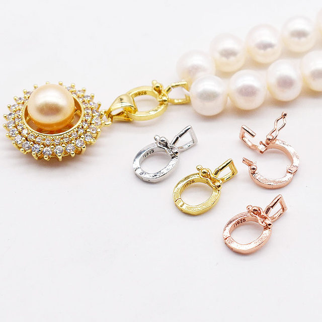 925 silver -plated universal buckle pendant Double buckle dual -fledged bracelet necklace buckle Ping An buckle seeds buckle multiple clamps