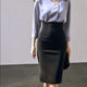 Black professional skirt mid-length high waist hip straight skirt suit one-step skirt pencil skirt work bag skirt
