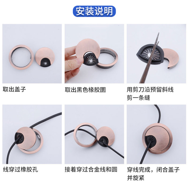 Computer desk threading hole cover plate desktop threading hole round ...
