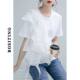 2025 summer Korean version loose slim design sense irregular ruffled solid color elastic cotton casual short-sleeved T-shirt