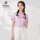 versino women's summer new hooded floral series short-sleeved T-shirt for women commuting age-reducing sweatshirt