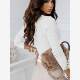 European and American Speed ​​Sales Spring and Autumn Fashion V-neck Lace Slim Slim white long-sleeved T-shirt bottoming shirt female T-shirt
