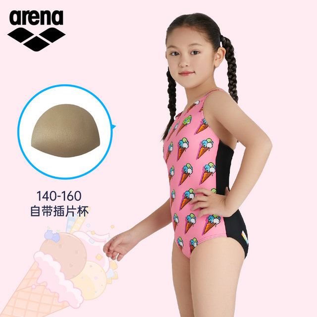 Arena children's swimsuit girls one-piece triangle 2025 new girls swimsuit medium and large children professional racing