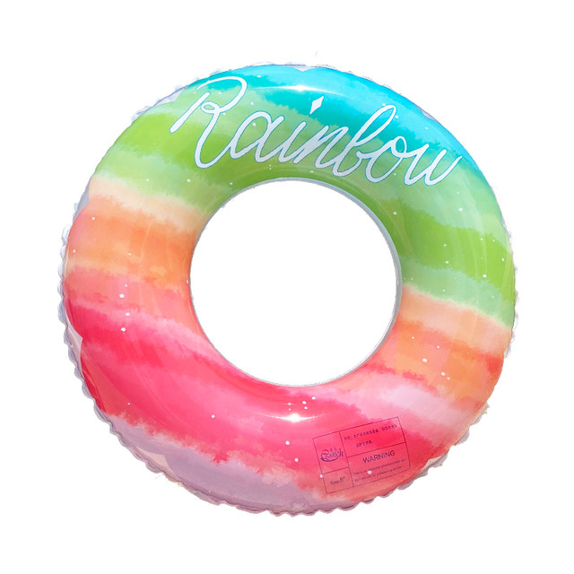 Swimming ring adult thickened lifebuoy for boys and girls anti-rollover rainbow floating ring for beginners baby adult armpit ring