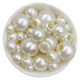 Large hole beige ABS straight hole imitation pearls with rubber band accessories large pearl jewelry accessories perforated DIY loose beads