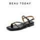 BeauToday French strap sandals for women in summer can wear sandals Roman sandals women's shoes flat sandals