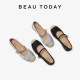 BeauToday light mouth single shoes female fisherman shoes fisherman shoes one foot canvas shoes loafer shoes