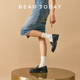 BeauToday genuine leather loafers for women in spring British style small leather shoes thick heels single shoes
