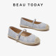 BeauToday light mouth single shoes female fisherman shoes fisherman shoes one foot canvas shoes loafer shoes