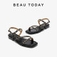 BeauToday French strap sandals for women in summer can wear sandals Roman sandals women's shoes flat sandals