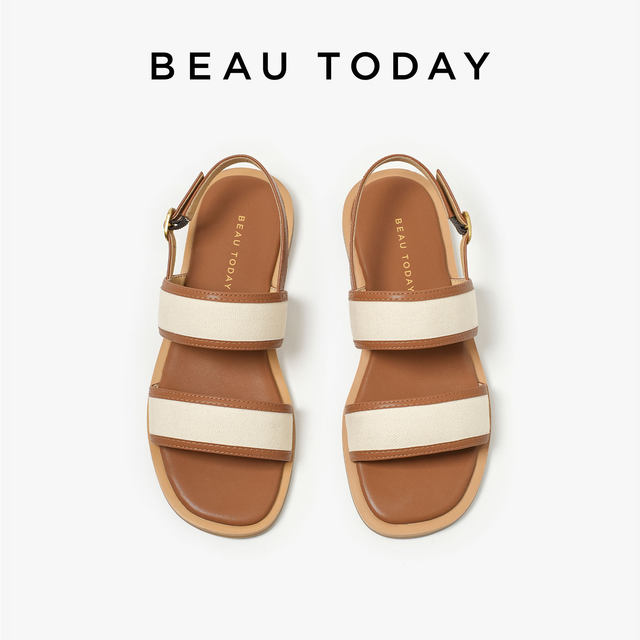 BeauToday Rhone Valley Flat Sandals Women's Summer One-Strip Sandals Fashionable Beach Shoes