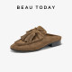BeauToday thick heel brenkins shoes for women 2025 new summer retro muller slippers
