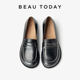 BeauToday genuine leather loafers for women in spring new BT British style leather shoes for women flat single shoes for women shallow mouth