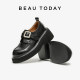 BeauToday brown thick-soled loafers women's 2025 new spring British style small leather shoes thick heel shoes