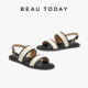 BeauToday Rhone Valley Flat Sandals Women's Summer One-Strip Sandals Fashionable Beach Shoes
