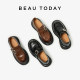 BeauToday brown thick-soled loafers women's 2025 new spring British style small leather shoes thick heel shoes