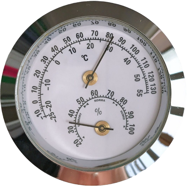 Inlaid thermometer hygrometer luggage instrument decoration mini metal round tea box automatic machine 37mm