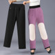Middle-aged and elderly people wear silk cotton pants high-waisted winter straight loose women's pants plus velvet thickened warm knee-pad mother pants