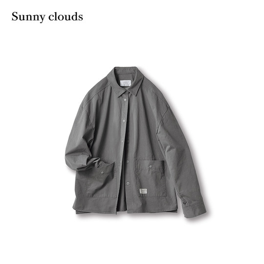 New products for spring Sunny clouds cotton shoulder-off loose jacket style shirt grey jacket