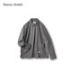 New products for spring Sunny clouds cotton shoulder-off loose jacket style shirt grey jacket