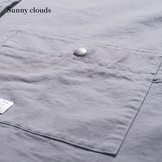 New products for spring Sunny clouds cotton shoulder-off loose jacket style shirt grey jacket