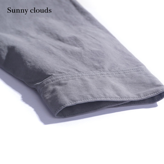 New products for spring Sunny clouds cotton shoulder-off loose jacket style shirt grey jacket