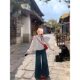 French sweet bow polka dot long-sleeved shirt for women in summer design niche loose doll shirt off-shoulder top
