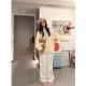 Yellow round neck pullover mink velvet sweater for women in autumn and winter thickened loose lazy style knitted sweater top for small people