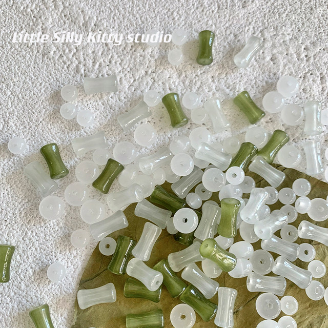 Little Stupid Cat Guofeng Bamboo Formation Forming Modeling Jade Glass Sanzhu DIY Beads Platform Necklace Necklace Material Material
