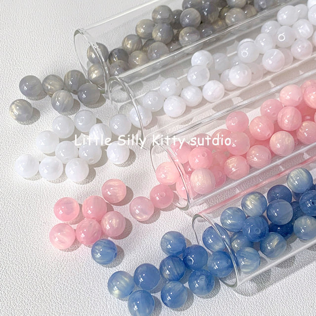 10 dreamy fine glitter oil painting-like smudged round beads loose beads diy bracelet necklace mobile phone chain accessories