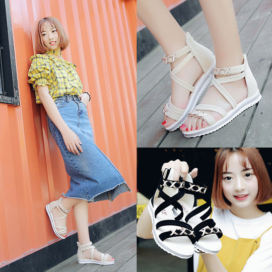 All-match sandals women's shoes flat shoes 2025 spring and autumn new bag heel student roman shoes summer open-toe shoes beach shoes