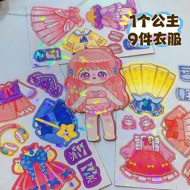 Princess magnetic dress-up magnetic stickers children's magnetic stickers girls repeated toys refrigerator diy cartoon