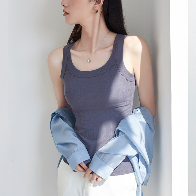 Vest for women, spring and summer bottoming shirt with suit, beautiful back and outer wear, white sleeveless, breast-covering, long suspender top