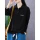 Green Cotton POLO Polo Leading T -shirt Female Spring and Autumn Poor Spring and Autumn Loose Bottom bottom shirt Casual retro latitude
