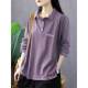Green Cotton POLO Polo Leading T -shirt Female Spring and Autumn Poor Spring and Autumn Loose Bottom bottom shirt Casual retro latitude
