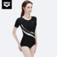 New arena women's short-sleeved triangular one-piece swimsuit hot spring swimsuit high-end feeling of belly-covering and slimming swimsuit
