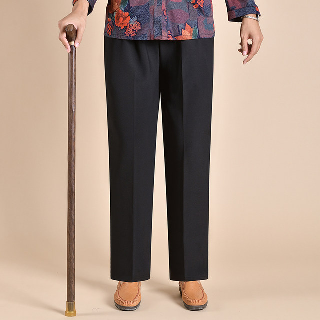 
Mom pants autumn and winter style plus velvet thickened trousers middle-aged and elderly women's pants large size high waist grandma straight-legged old lady