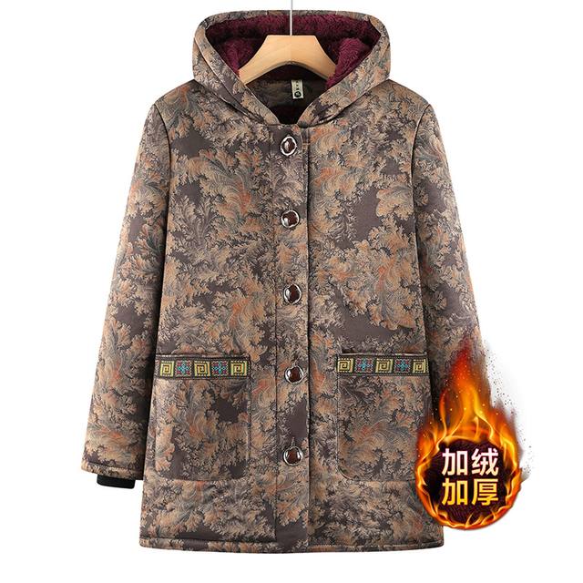 
Winter clothes for middle-aged and elderly mothers, cotton-padded clothes for the elderly, 60-year-old grandma, autumn and winter mid-length velvet cotton-padded jacket, mother-in-law cotton-padded jacket 70