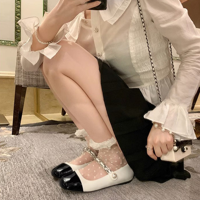 French one-strip Mary Jane shoes for women 2025 new summer flat-sole single-mouth shoes small leather shoes large-size women's shoes