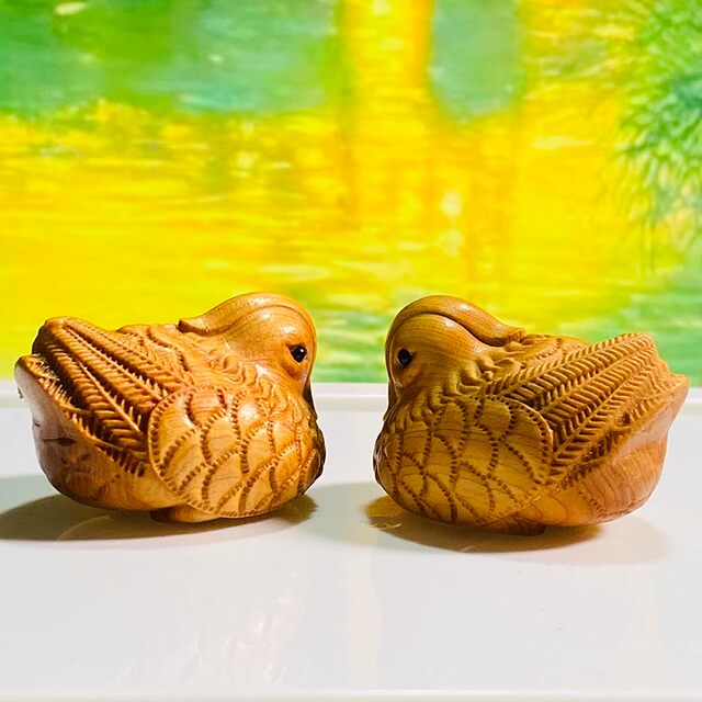 Two sets of decorations, two -piece couples, a pair of home creative desktop office creative wood carving decoration technology
