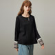 dfvc black Chinese style jacquard tense long-sleeved shirt for women in spring 2025 new embroidered inner bottoming shirt thin