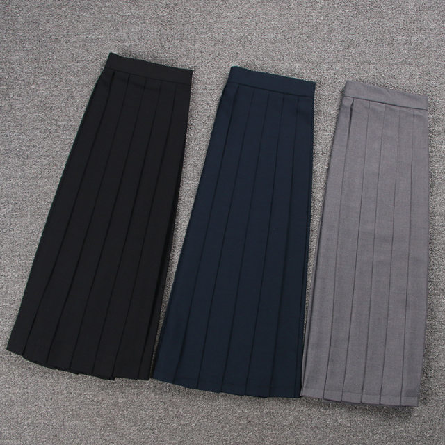Japanese JK pleated skirt Spring and Autumn YK uniform short skirt women orthodox high waist cyan color college style skirt commuting pure color