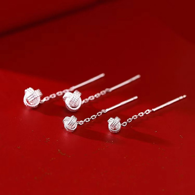 
Ruyi knot tassel ear wire light luxury temperament high-end sense long earrings no need to remove earrings