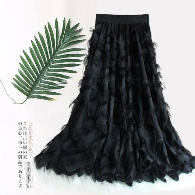 2025 summer new chiffon high-waisted versatile fairy sweet puffy tassel A-line skirt skirt large size long skirt