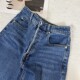 Women's foreign trade denim blue charcoal black invisible buttons, wide cotton slit straight denim skirt