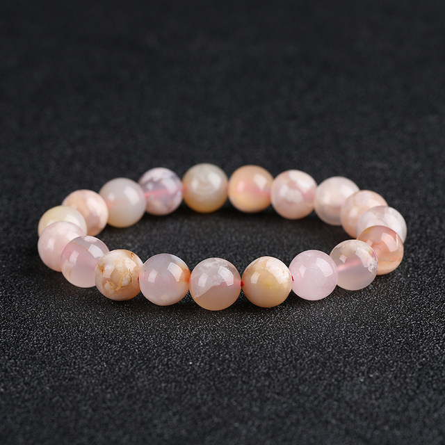 
7A natural cherry blossom agate loose bead bracelet for men and women couple style diy handmade pink agate bracelet necklace