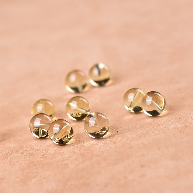 9A natural fidelity citrine loose beads DIY men's and women's bracelets beaded hand-woven rope necklace pendant multi-treasure accessories